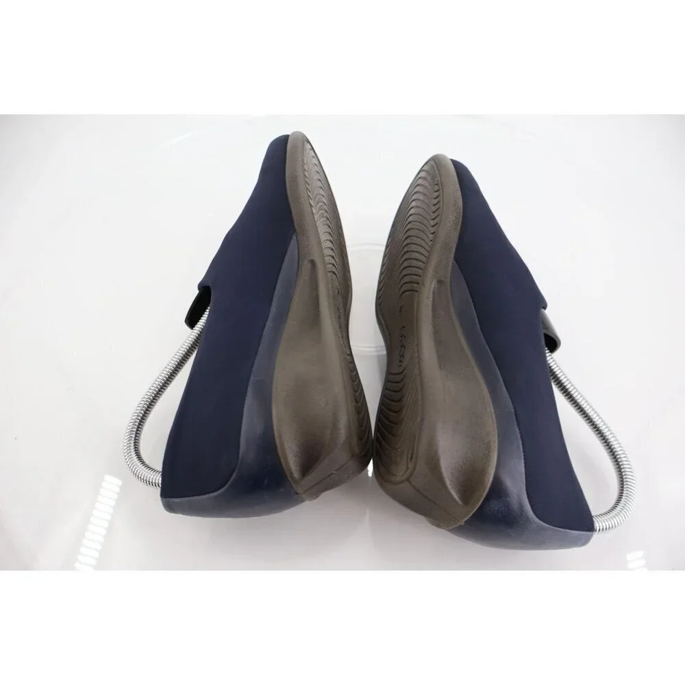 Ecco Women's Abalone Loafer Size 38 7 Low Wedge Slip On Travel Shoe Navy Blue
